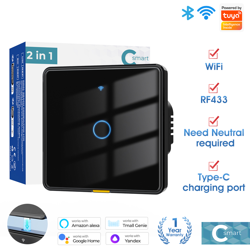 Tuya 1-gang smart wall switch