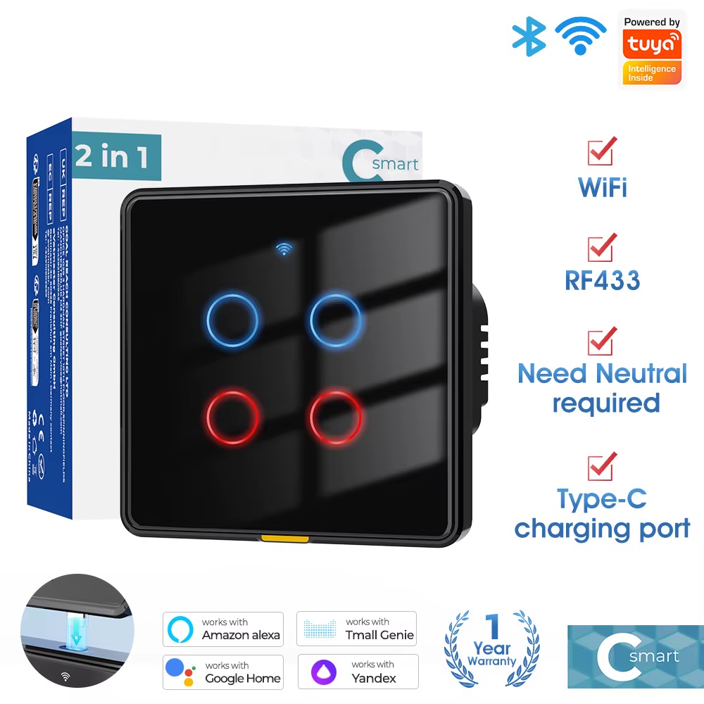 Tuya 4-gang smart wall switch