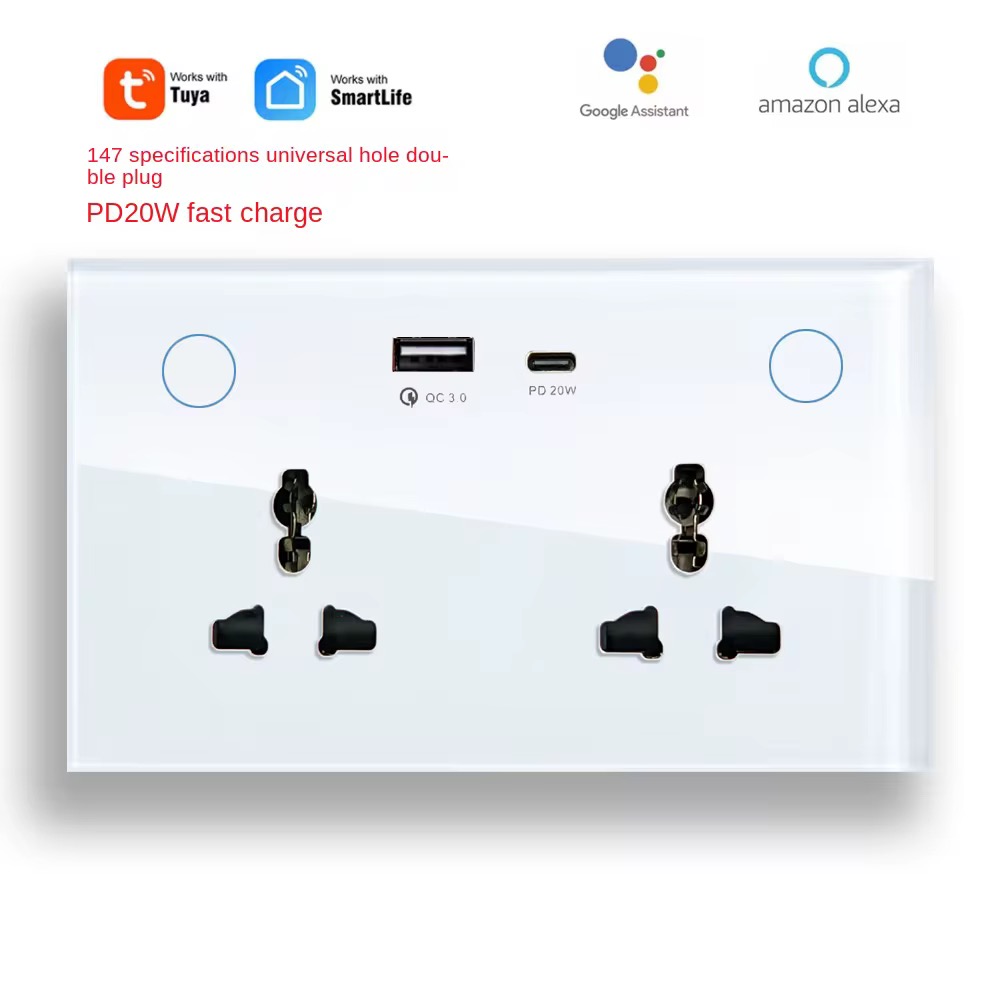 Tuya Zigbee double smart socket with USB and Type-C