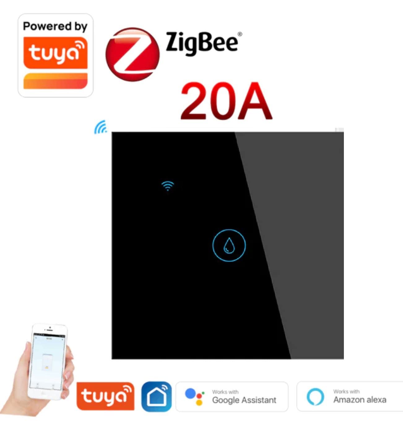 Tuya 20A smart switch for water heaters